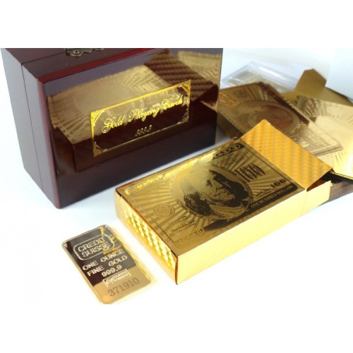 24K Gold Playing Cards with 1oz Gold Bar 24K Gold Playing Cards with 1oz Gold Bar